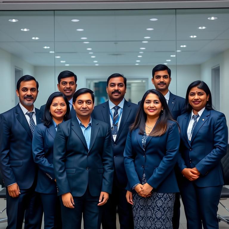 IT company employees in branded corporate shirts