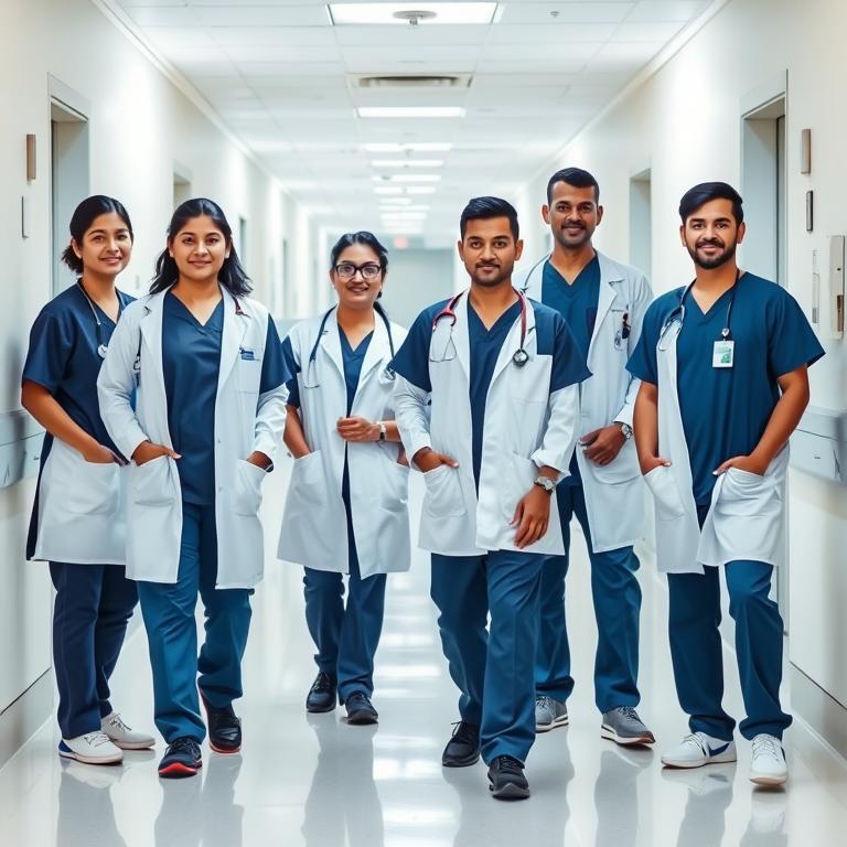 Medical staff in professional healthcare scrubs